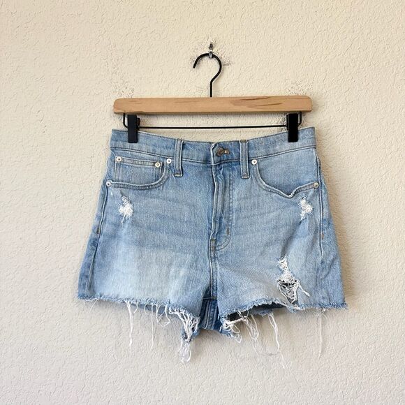 MADEWELL The Perfect Jean Shorts Blue Denim High Rise Distressed - Picture 1 of 11